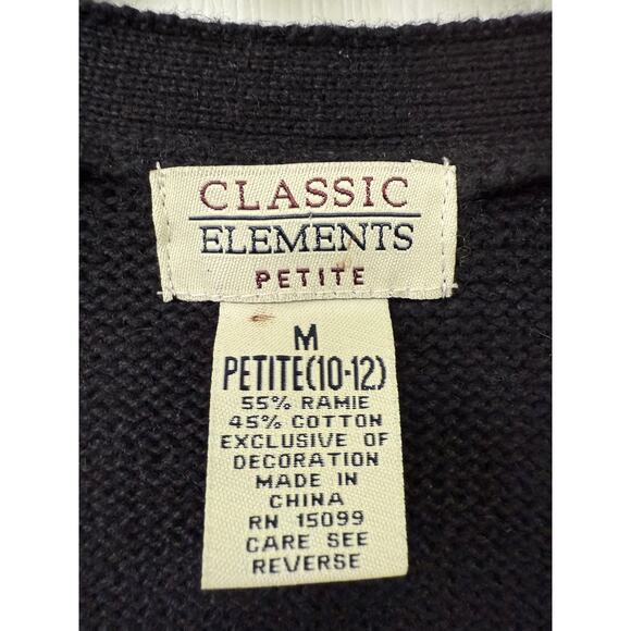 Classic Elements Vintage holiday black jolly winter Christmas sweater Med Petite - Picture 3 of 4